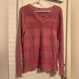 Large Lucky brand long-sleeve pink top